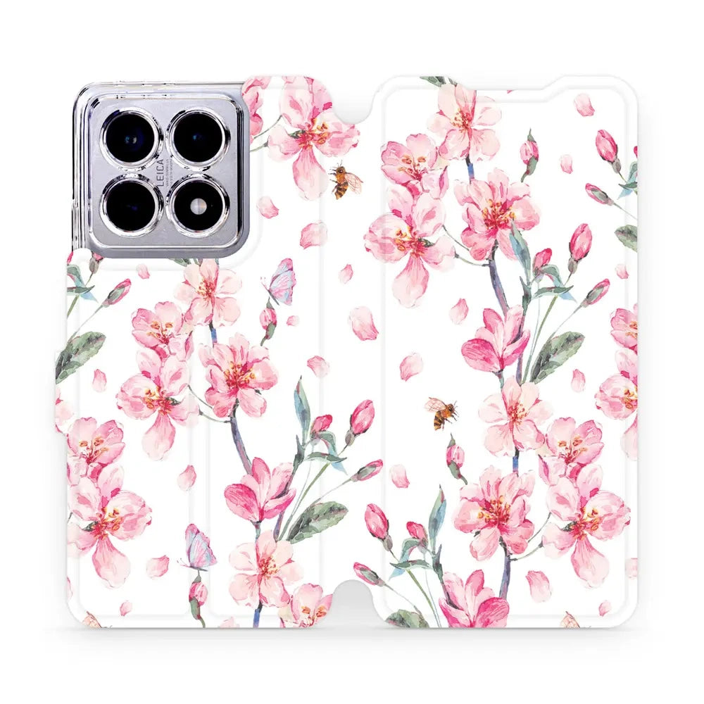 Handyhülle mit klappe für Xiaomi 14T, Mobiwear Book, Rosa Frühling