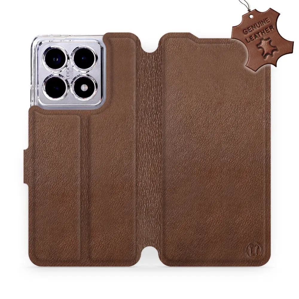 Echtleder Handyhülle für Xiaomi 14T, Mobiwear Leather, Braun
