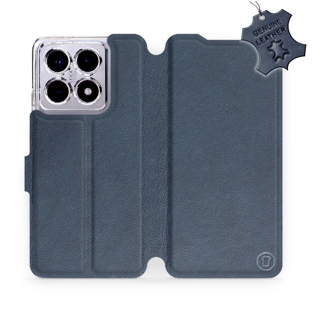 Echtleder Handyhülle für Xiaomi 14T, Mobiwear Leather, Dunkelblau