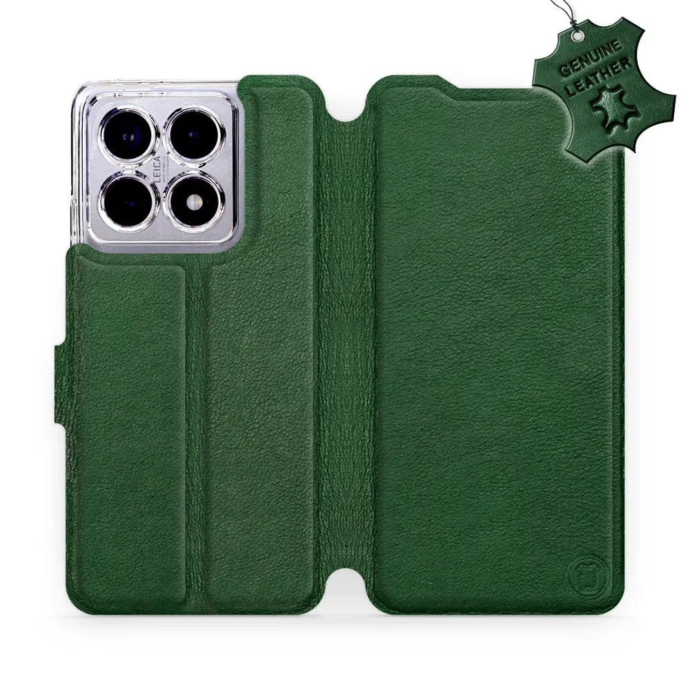 Echtleder Handyhülle für Xiaomi 14T, Mobiwear Leather, Grün