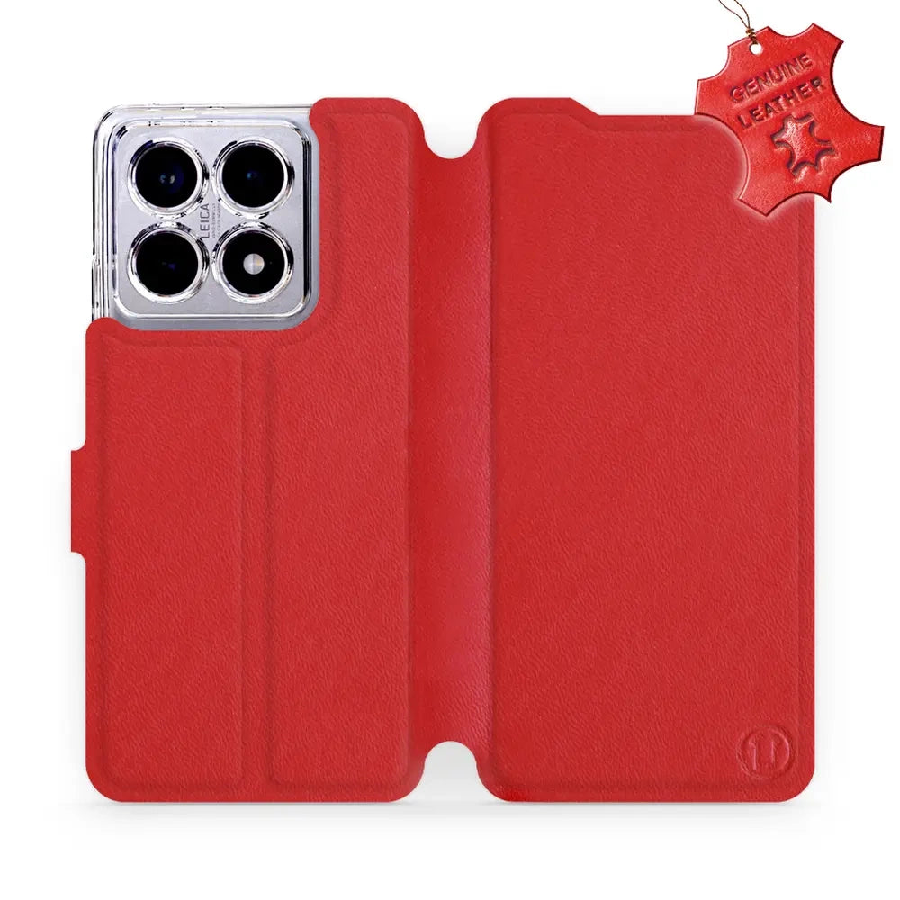 Echtleder Handyhülle für Xiaomi 14T Pro, Mobiwear Leather, Rot