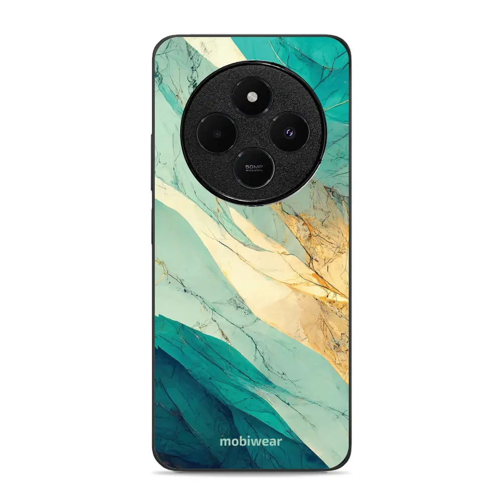 Handyhülle für Xiaomi Redmi 14C 4G, Mobiwear Glossy Case, Türkis-Marmor