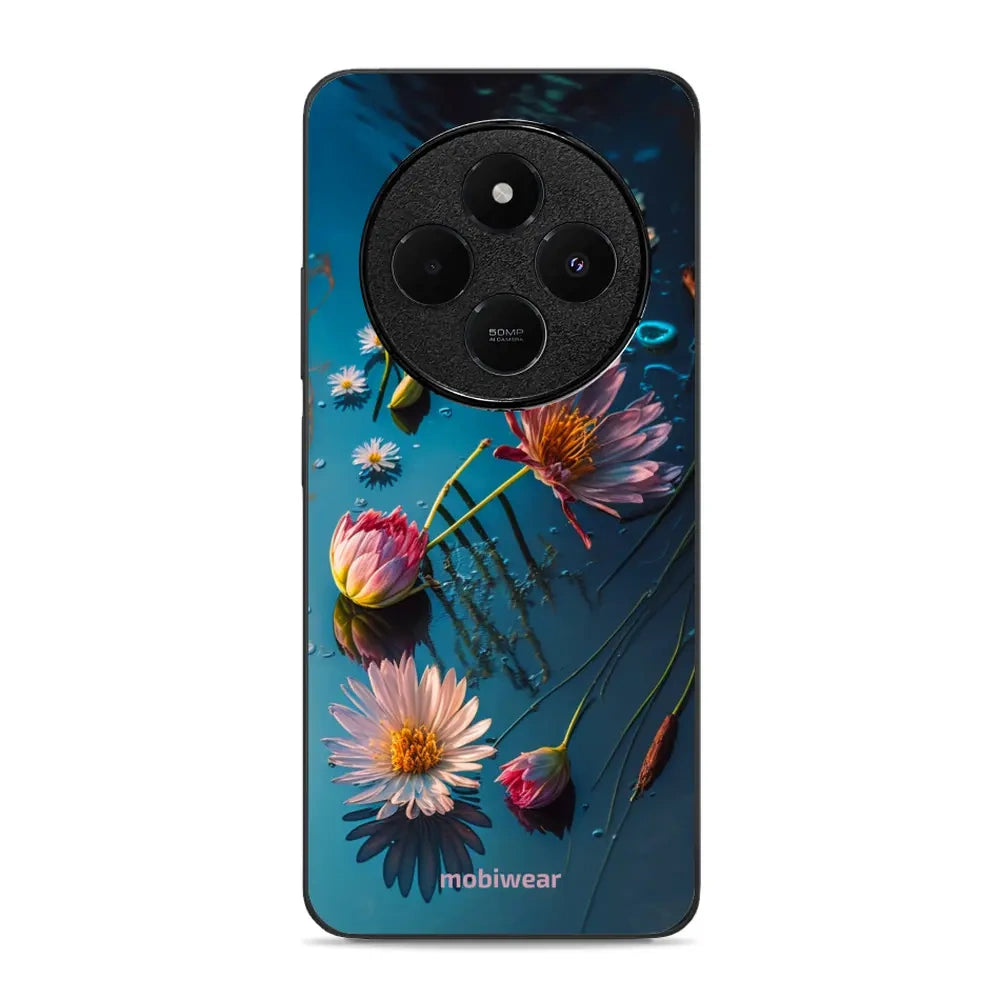 Handyhülle für Xiaomi Poco C75, Mobiwear Glossy Case, Blau-Blumig