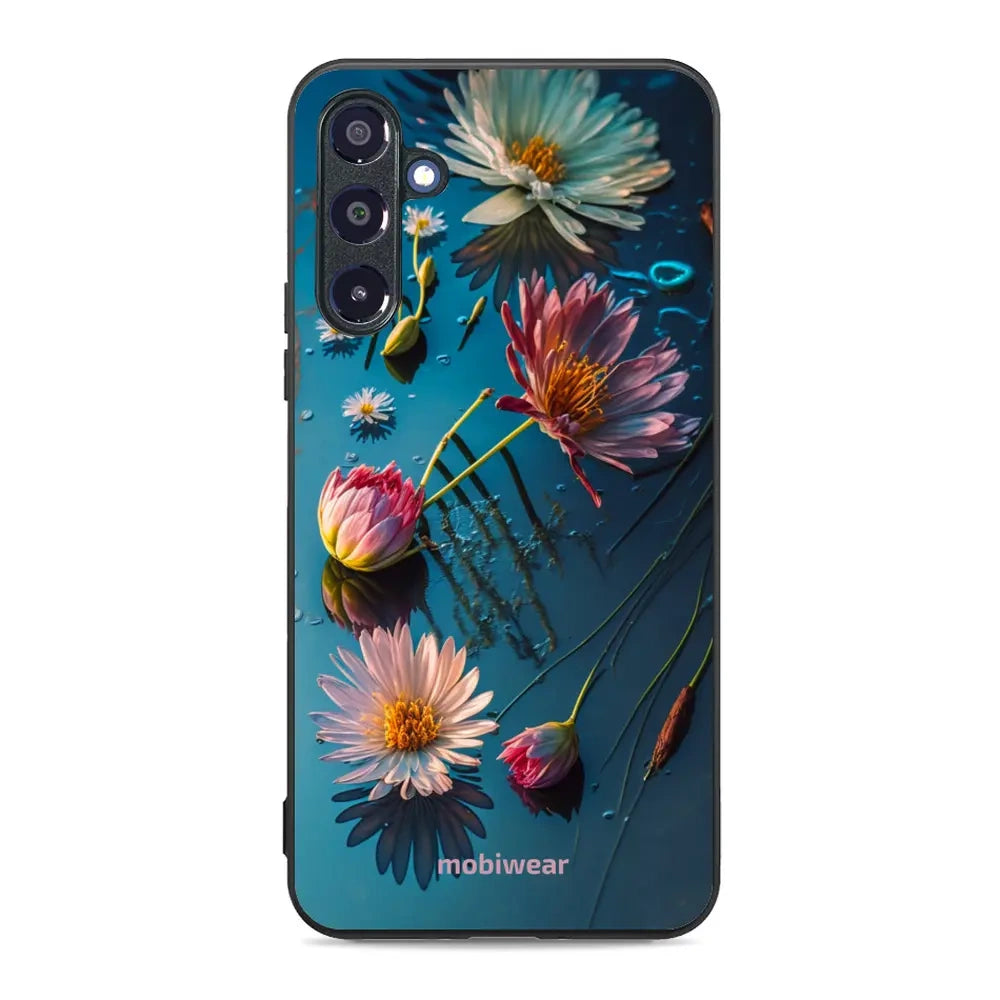 Handyhülle für Galaxy A16 5G, Mobiwear Glossy Case, Blau-Blumig