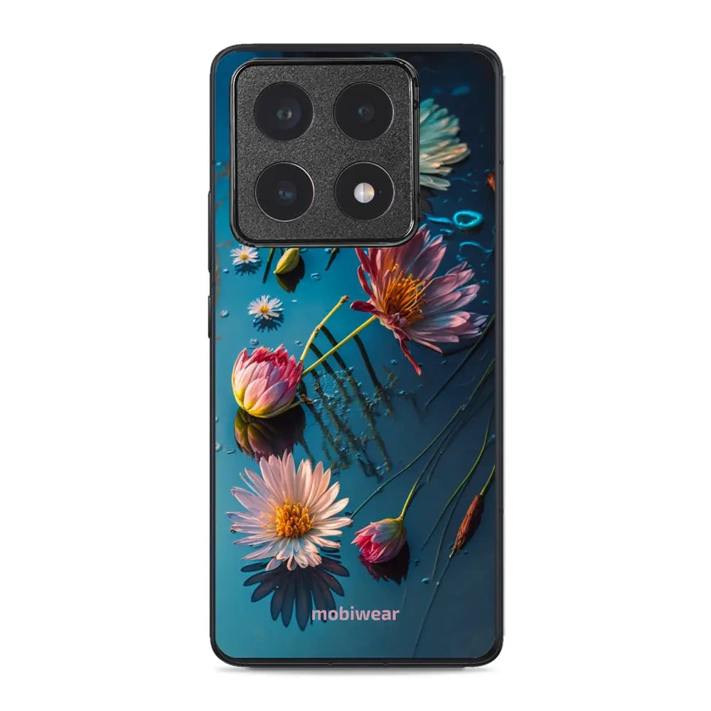 Handyhülle für Xiaomi 14T Pro, Mobiwear Glossy Case, Blau-Blumig