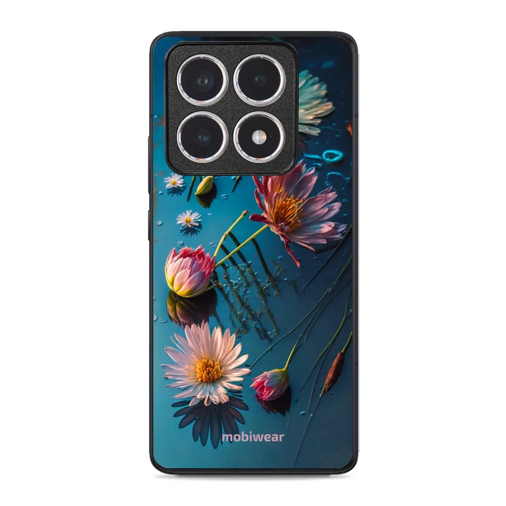 Handyhülle für Xiaomi 14T, Mobiwear Glossy Case, Blau-Blumig