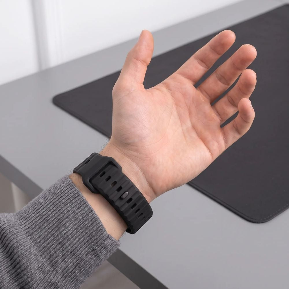 Armband für Apple Watch 49/46/45/44 mm, Tech-Protect Silicone Line, Schwarz (3/8)