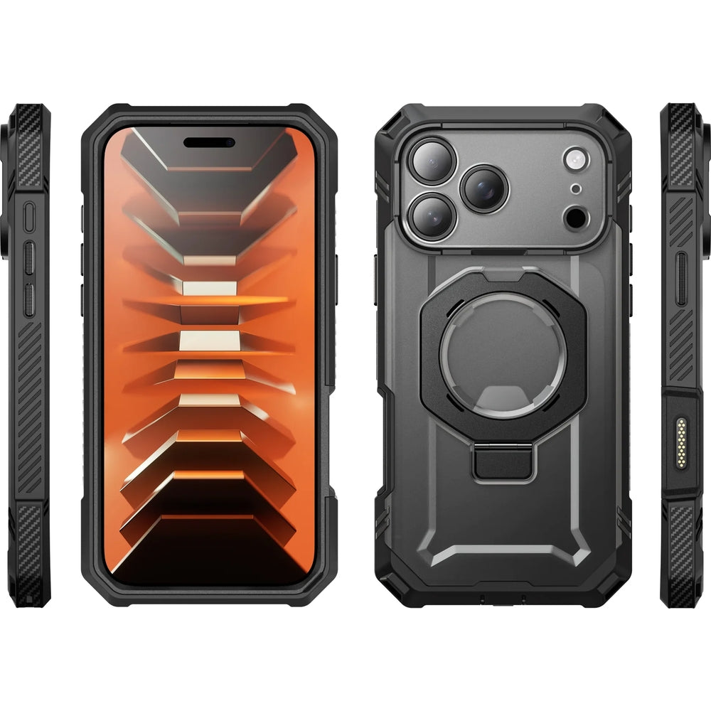 Handyhülle + Glas 9H für iPhone 18 Pro / 17 Pro, Supcase UB Grip Pro Mag SPG (CC) mit MagSafe, Transparent-Schwarz (3/12)