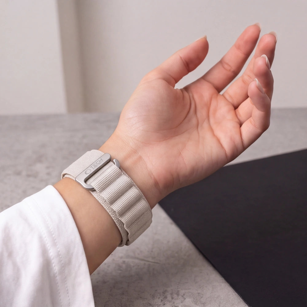 Armband für Apple Watch 49/46/45/44 mm, Tech Protect Nylon Pro, Beige (3/9)
