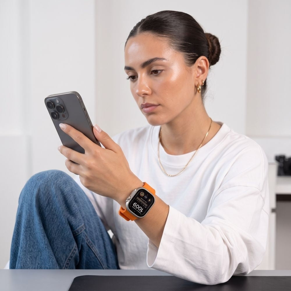 Armband für Apple Watch 49/46/45/44 mm, Tech-Protect Silicone Line, Orange (3/9)