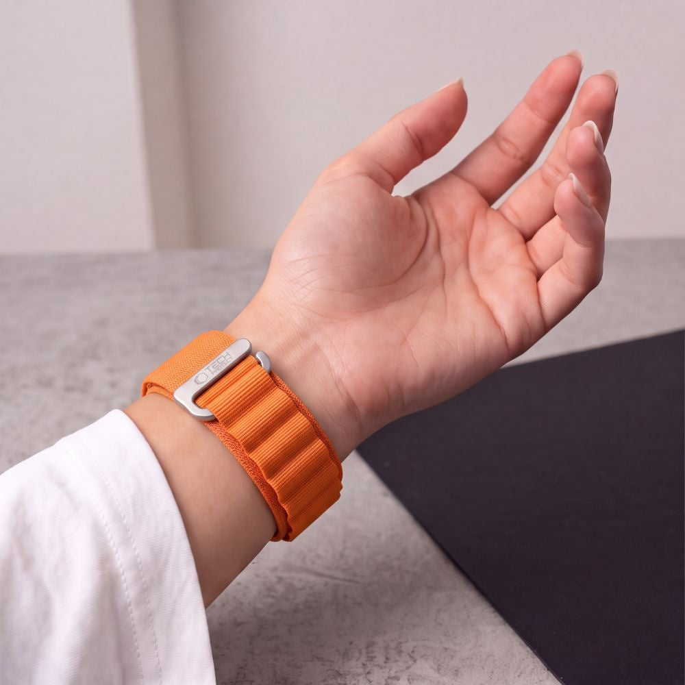 Armband für Apple Watch 49/46/45/44 mm, Tech Protect Nylon Pro, Orange (3/8)