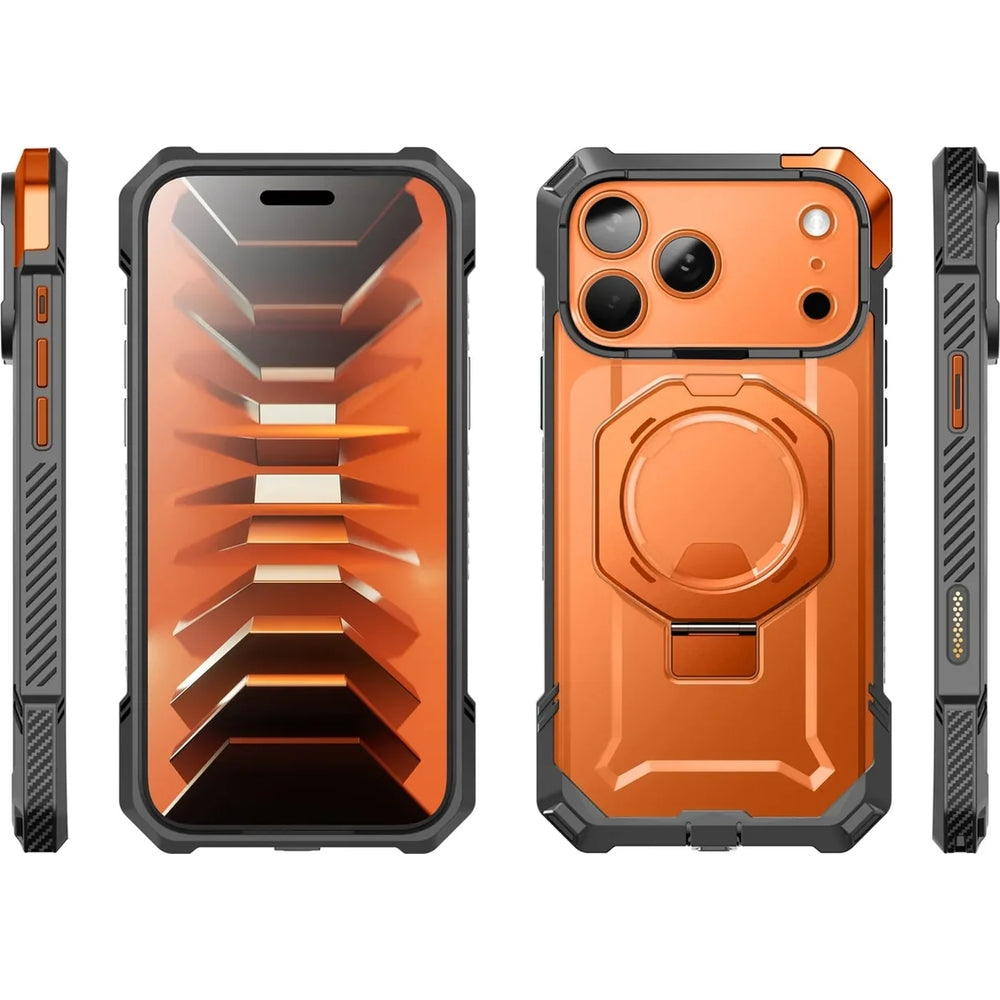 Handyhülle für iPhone 18 Pro / 17 Pro, Supcase UB Grip Mag mit MagSafe, Grau-Transparent-Orange (3/10)