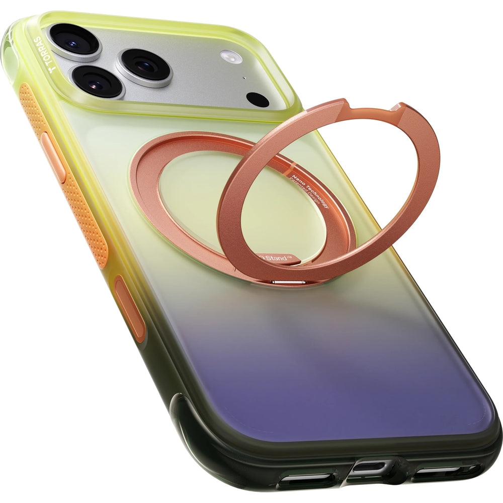 Handyhülle für iPhone 18 Pro / 17 Pro, Torras Ostand O3 Air Gradient für MagSafe, Orange-Violett (3/10)