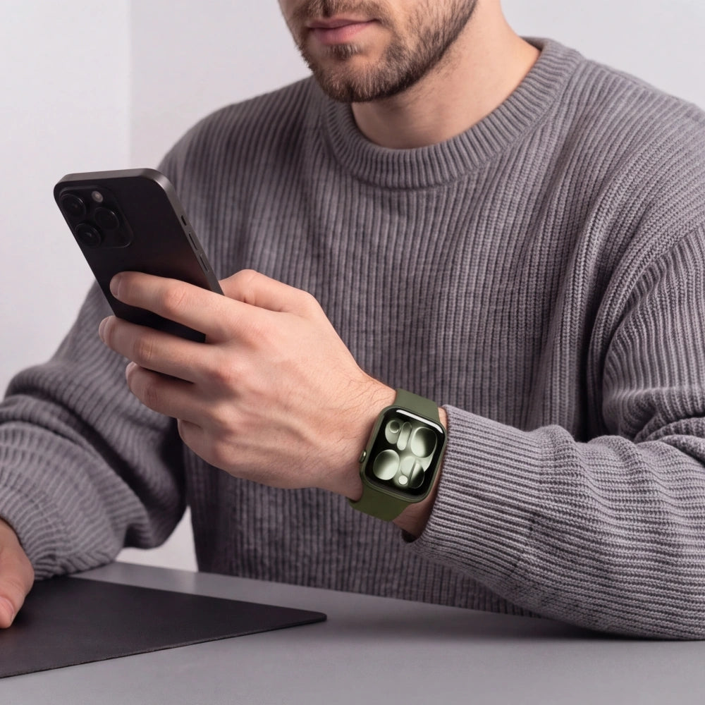 Armband für Apple Watch 49/46/45/44 mm, Tech-Protect Silicone, Dunkelgrün (3/8)