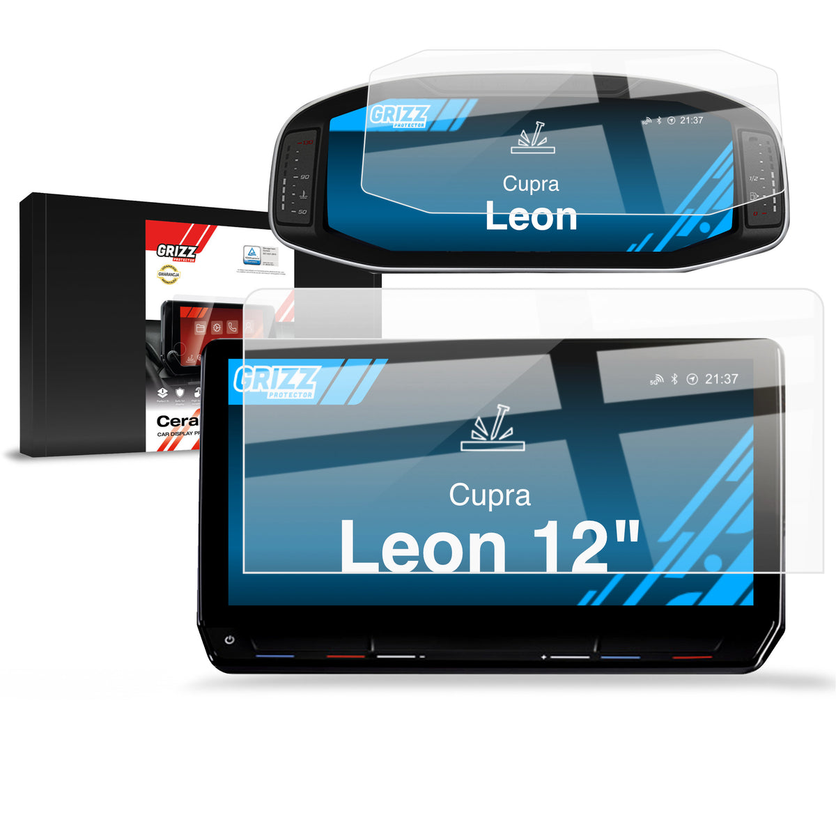 Keramische Autodisplayfolie 2in1 für Cupra Leon 12" (2020-2024), Grizz Protector