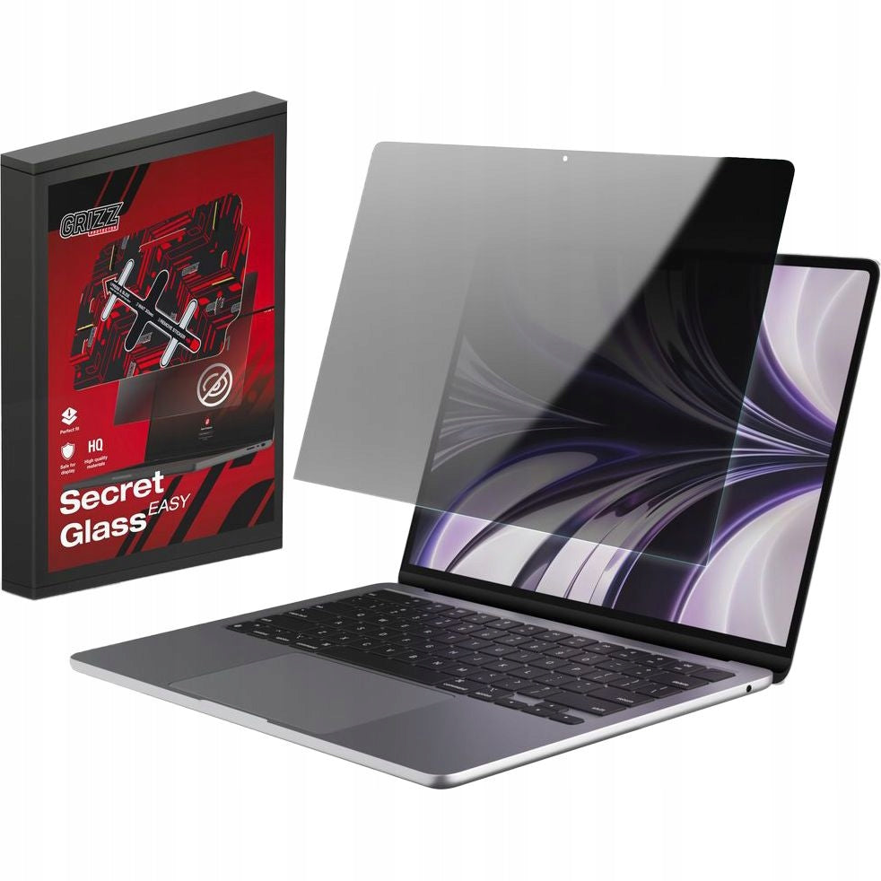 Hybrides Sichtschutzglas für MacBook Air 15,3" M4 2025, Grizz SecretGlass Easy mit Applikator, Matt