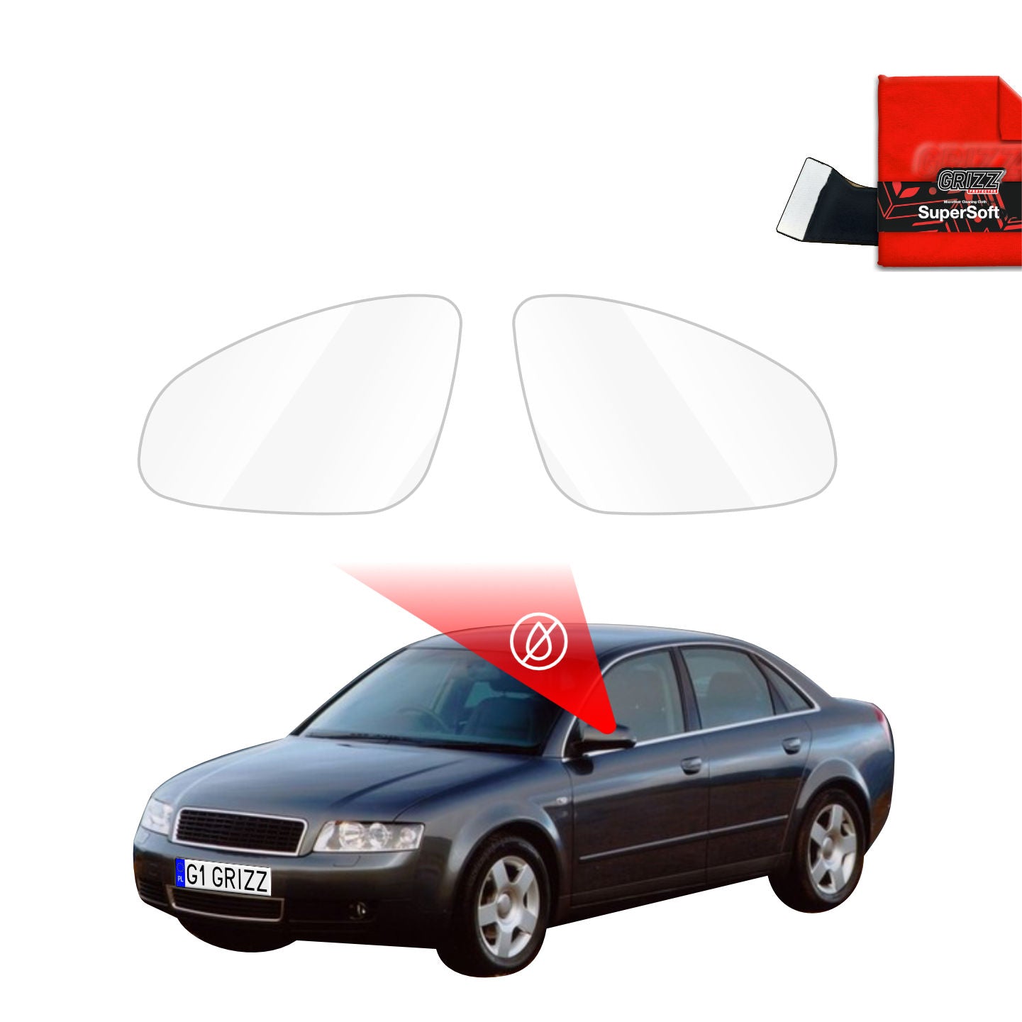 Regenschutzfolie Grizz Protector für Außenspiegel - Audi A4 B6 Sedan (2000-2006)