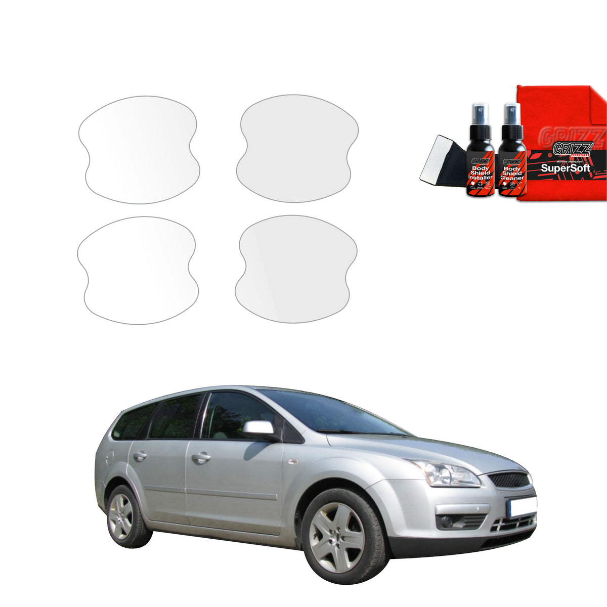 4in1 Schutzfolie Grizz Protector für Türgriffmulden - Ford Focus Mk2 Kombi (2004-2007)