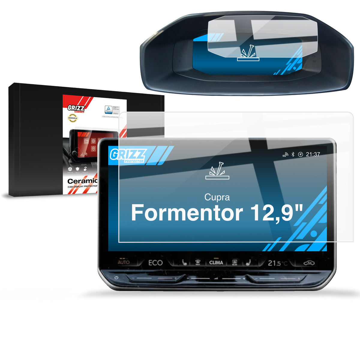 Keramische Autodisplayfolie 2in1 für Cupra Formentor 12,9" (2024-2026), Grizz Protector