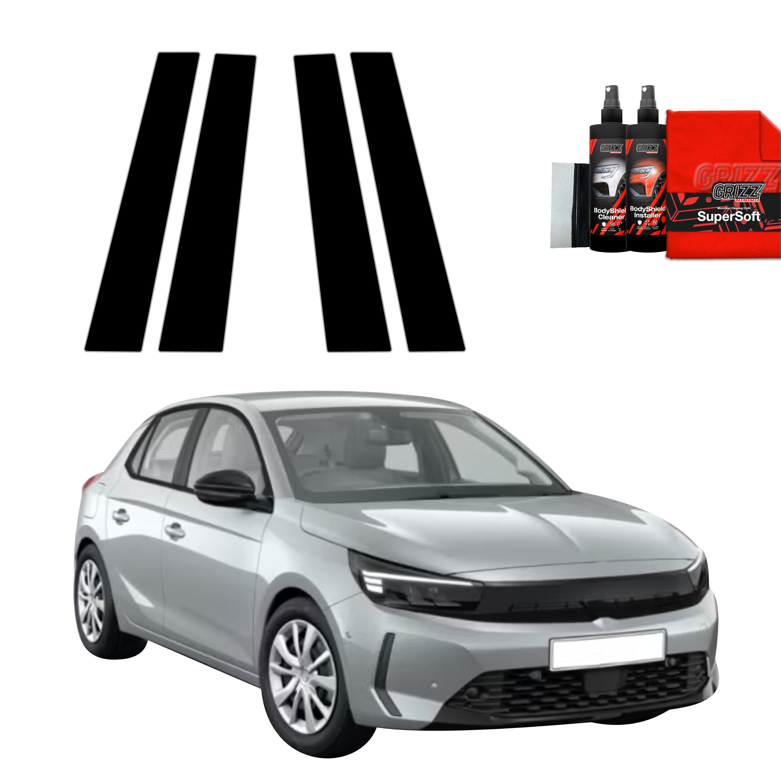 4in1 Schwarze Grizz Protector schutzfolie für B-Säule - Opel Corsa (2023- 2025)