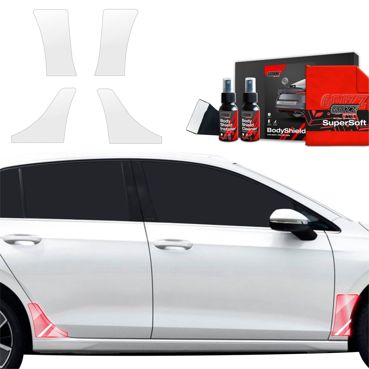 4in1 Schutzfolie Grizz Protector für hinteren & vorderen Seitenschweller - Volkswagen VW Golf 8 Hatchback (2024-2026)