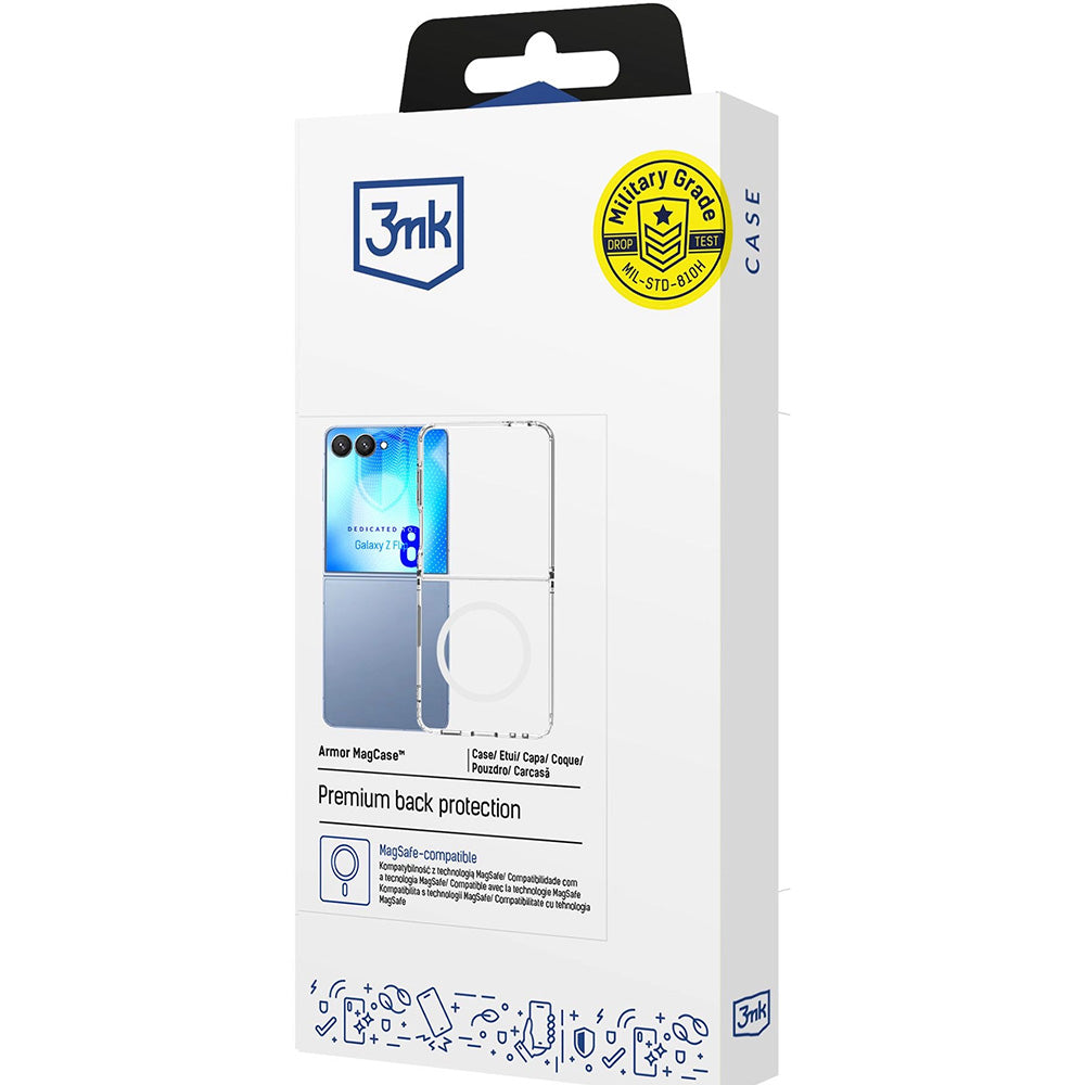 Handyhülle für Galaxy Z Flip8, 3mk Armor MagCase mit MagSafe, Transparent-Weiß