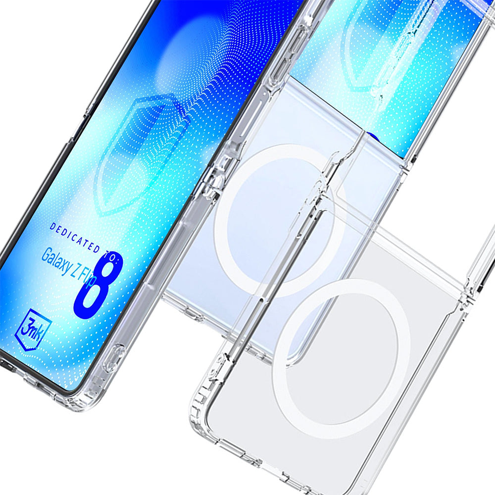 Handyhülle für Galaxy Z Flip8, 3mk Armor MagCase mit MagSafe, Transparent-Weiß