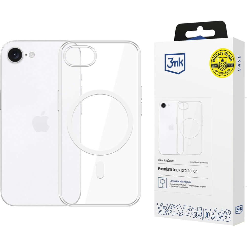 Handyhülle für iPhone 17e / 16e, 3mk Clear MagCase mit MagSafe, Transparent