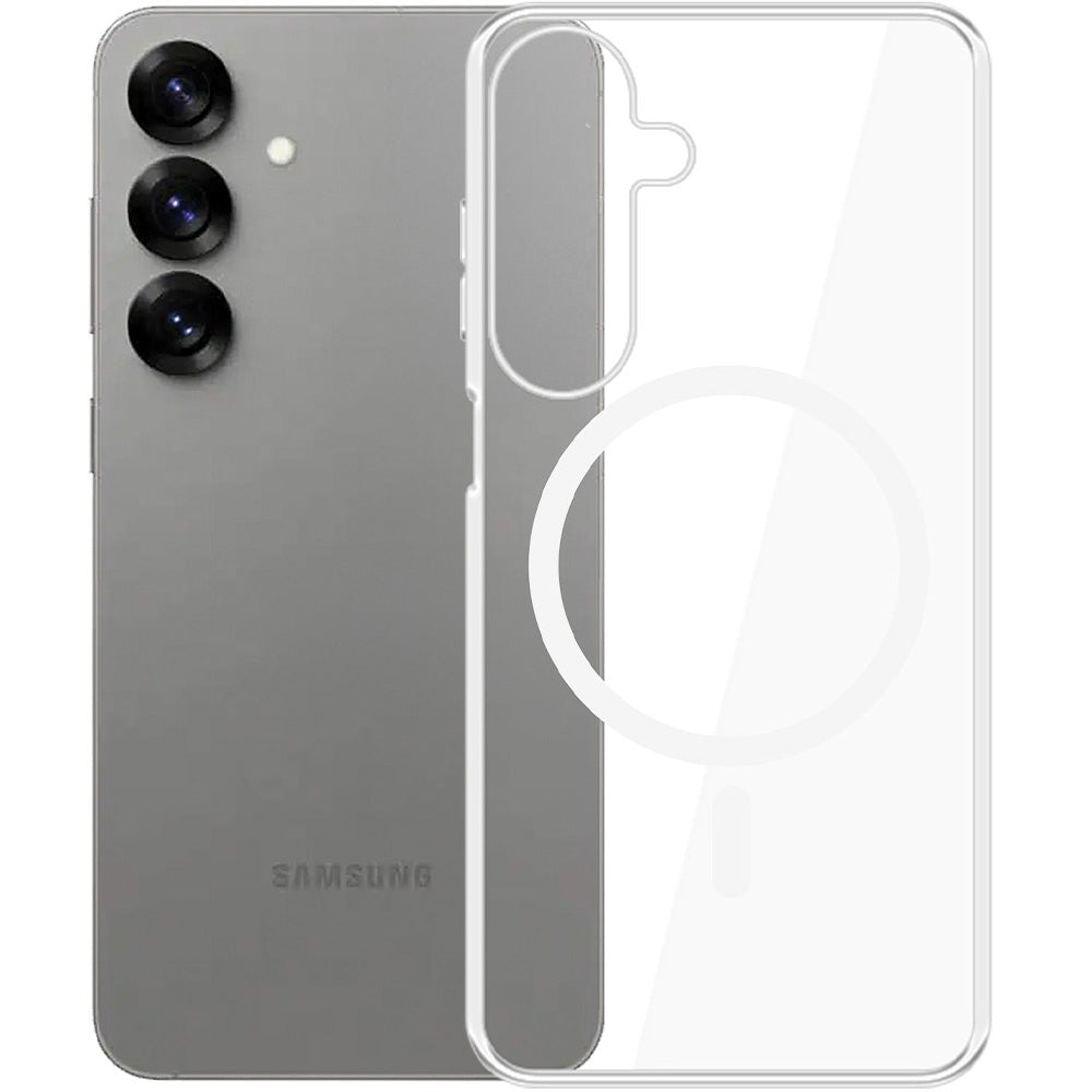 Handyhülle für Galaxy S25, 3mk Clear MagCase mit MagSafe, Transparent-Weiß