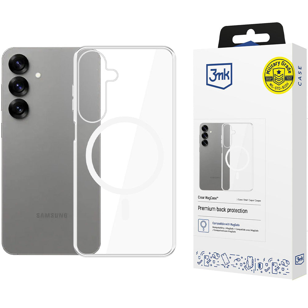 Handyhülle für Galaxy S25 Plus, 3mk Clear MagCase mit MagSafe, Transparent-Weiß