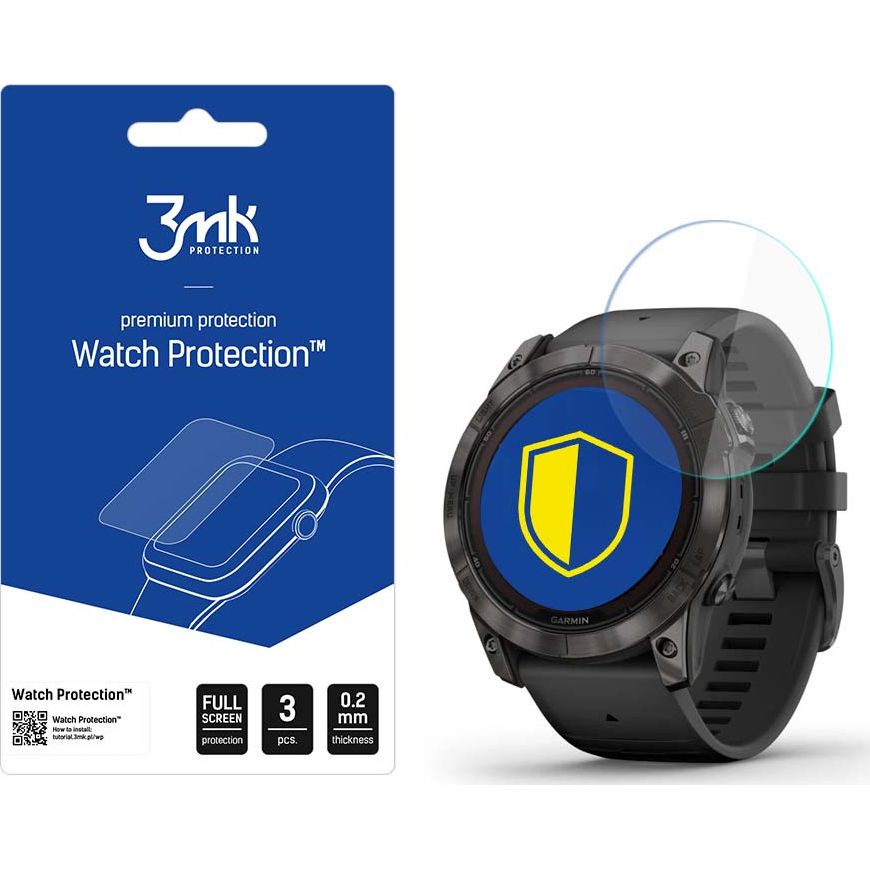 Hybridglas 3mk Watch Protection für Garmin Fenix 7X Pro Solar, 3 Stück