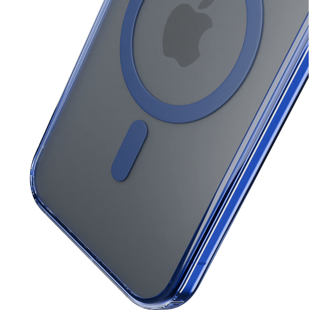 Handyhülle für iPhone 16 Pro, 3mk Frosty MagCase, Transluzent mit Blau