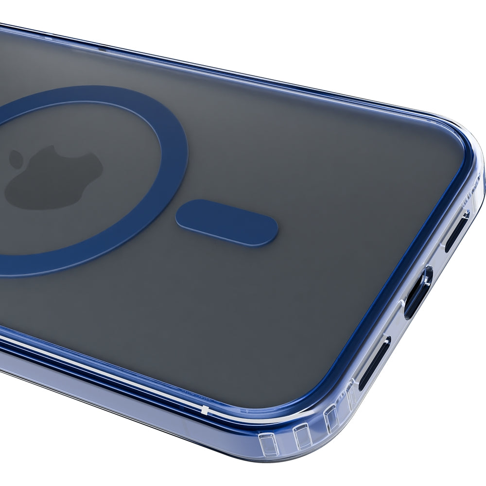 Handyhülle für iPhone 16 Pro, 3mk Frosty MagCase, Transluzent mit Blau