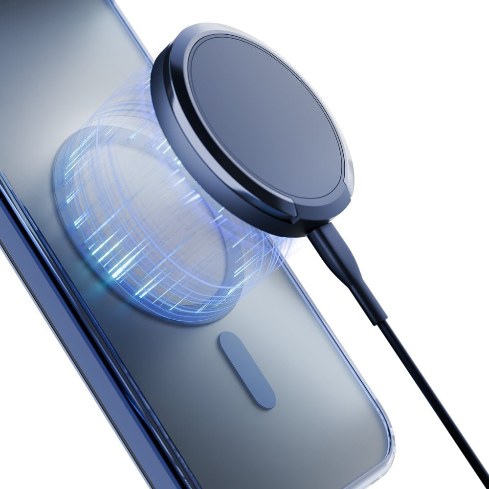 Handyhülle für iPhone 16 Pro, 3mk Frosty MagCase, Transluzent mit Blau