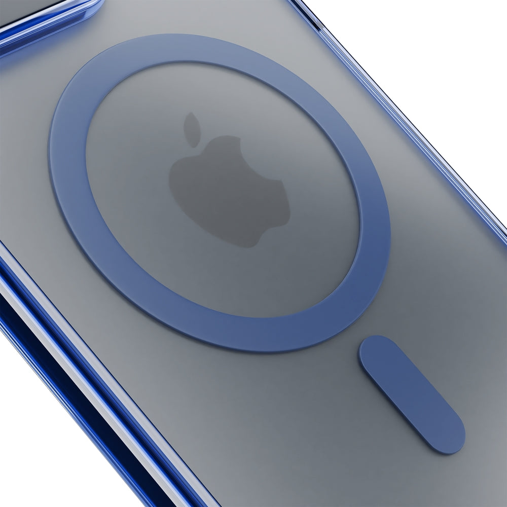 Handyhülle für iPhone 16 Pro, 3mk Frosty MagCase, Transluzent mit Blau