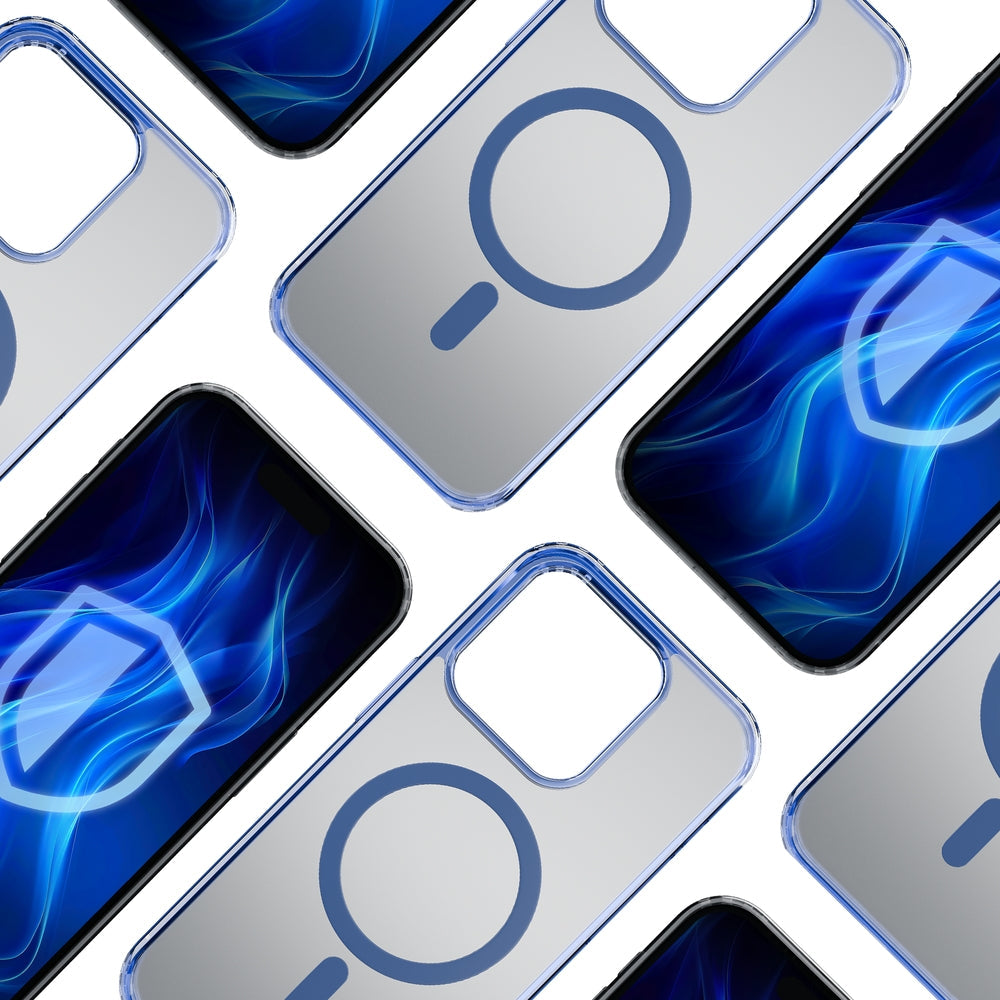 Handyhülle für iPhone 16 Pro, 3mk Frosty MagCase, Transluzent mit Blau
