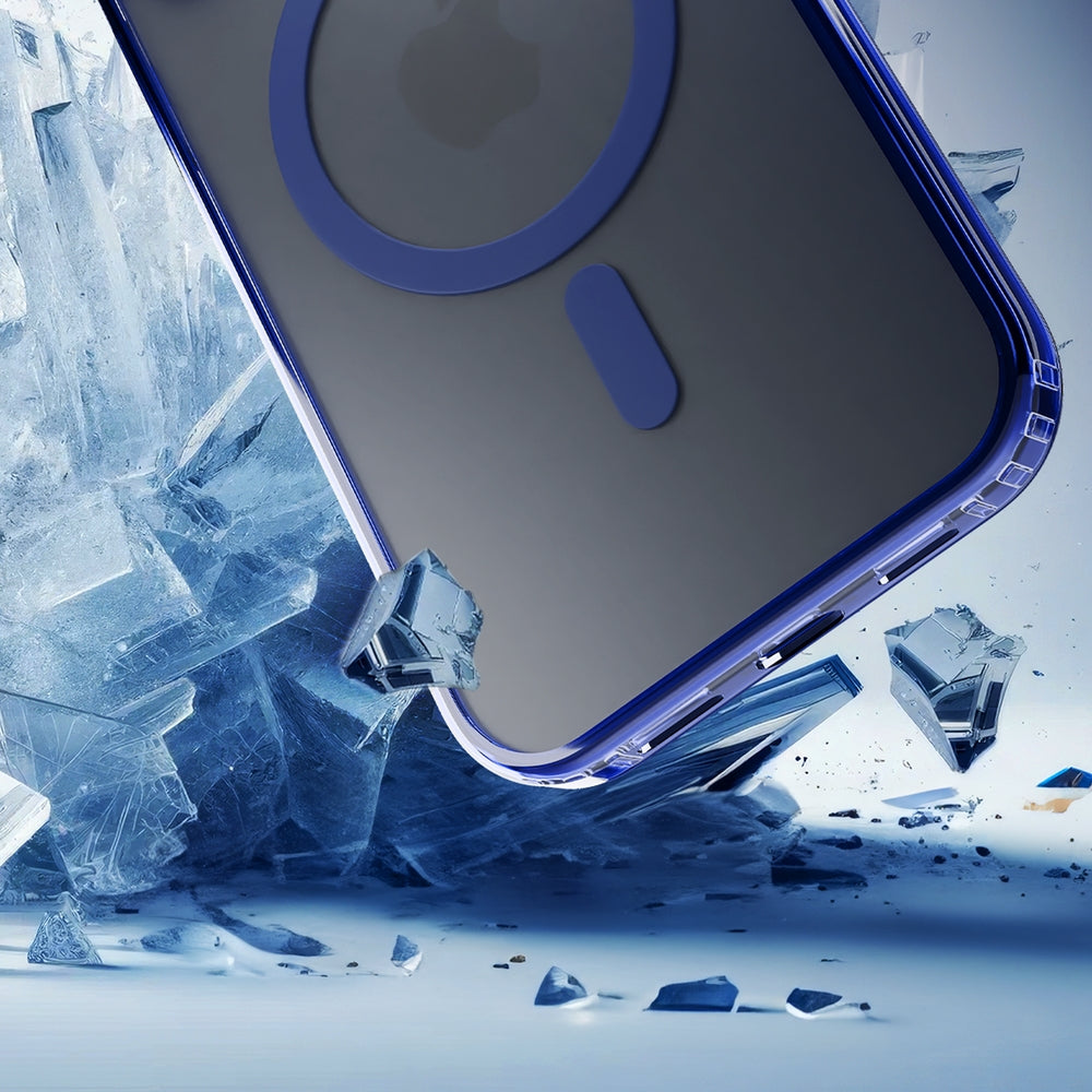 Handyhülle für iPhone 16 Pro, 3mk Frosty MagCase, Transluzent mit Blau