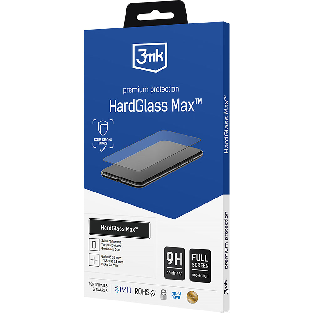 Gehärtetes Glas für iPhone 16 Pro Max, 3mk HardGlass Max, Schwarzen Rahmen