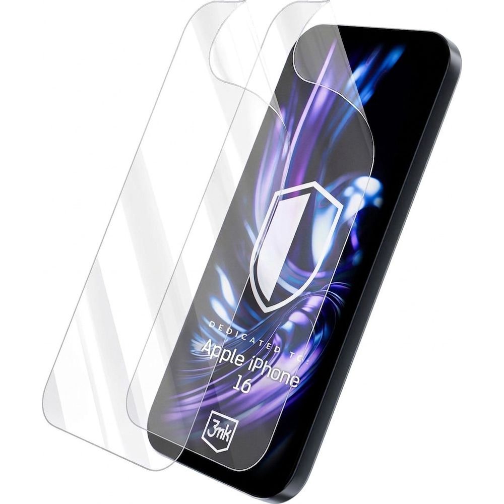 Hybridglas für iPhone 16, 3mk Hardy Fusion, 2 Stück