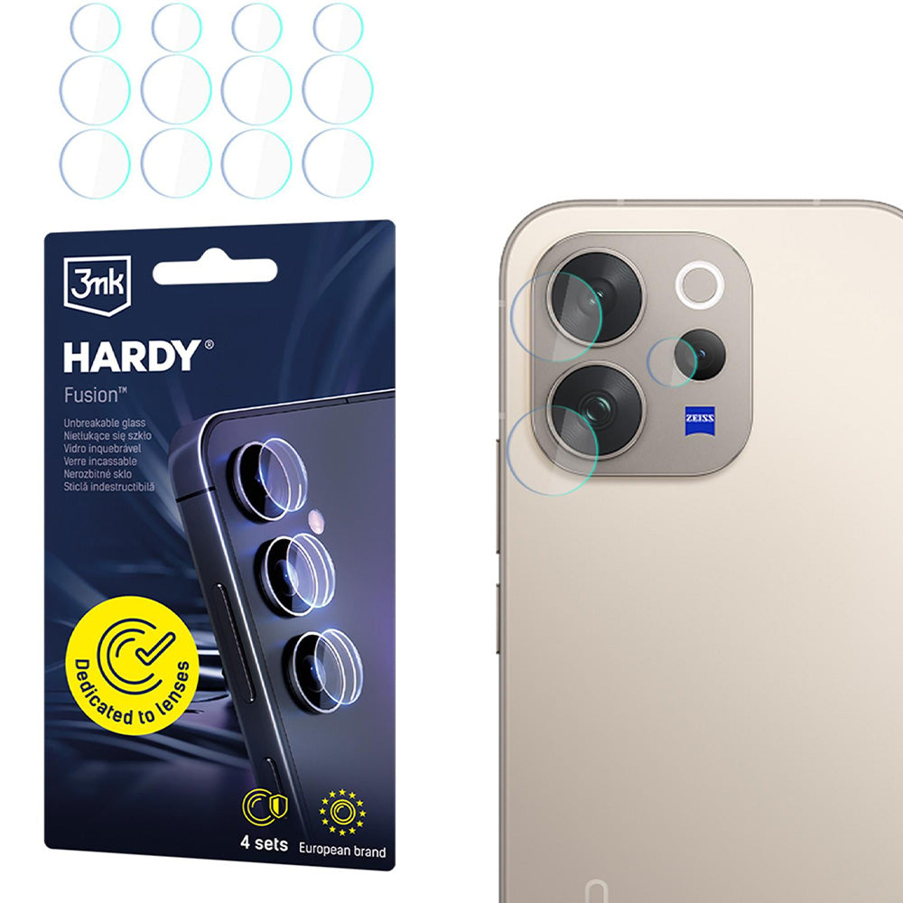 4x Hybridglas Kameraschutz für Linsen für Vivo V70 5G, 3mk Hardy Fusion Lens Protection