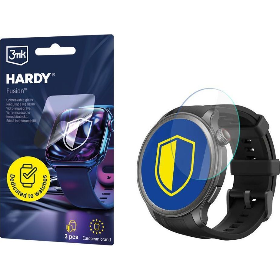Hybridglas für Smartwatch Amazfit Balance, 3mk Hardy Fusion, 3 Stück