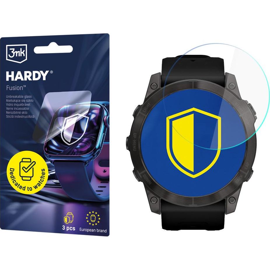 Hybridglas für Smartwatch Garmin Fenix 7, 3mk Hardy Fusion, 3 Stück