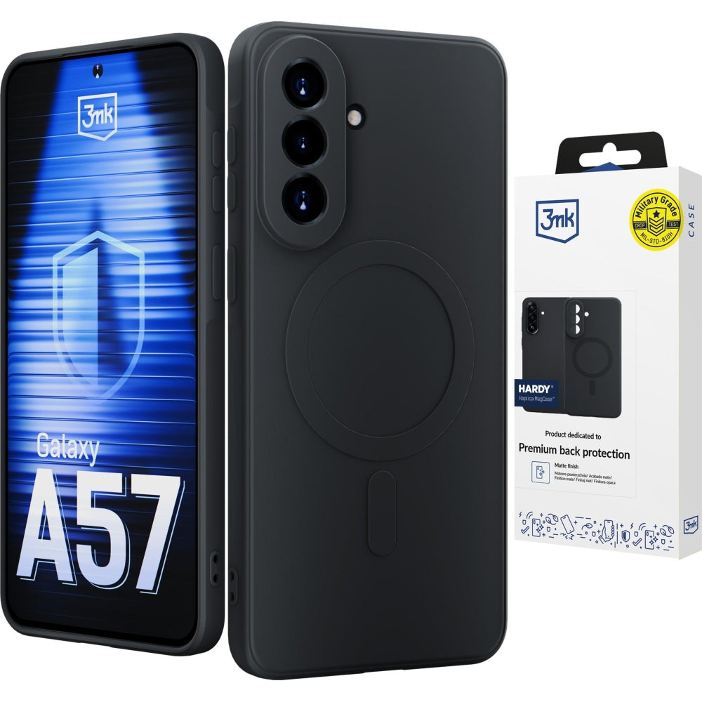 Handyhülle für Galaxy A57 5G, 3mk Hardy Haptica MagCase mit MagSafe, Schwarz