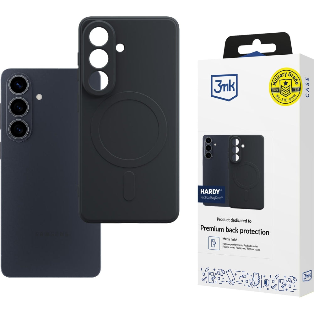Handyhülle für Galaxy S26 Plus, 3mk Hardy Haptica MagCase mit MagSafe, Schwarz