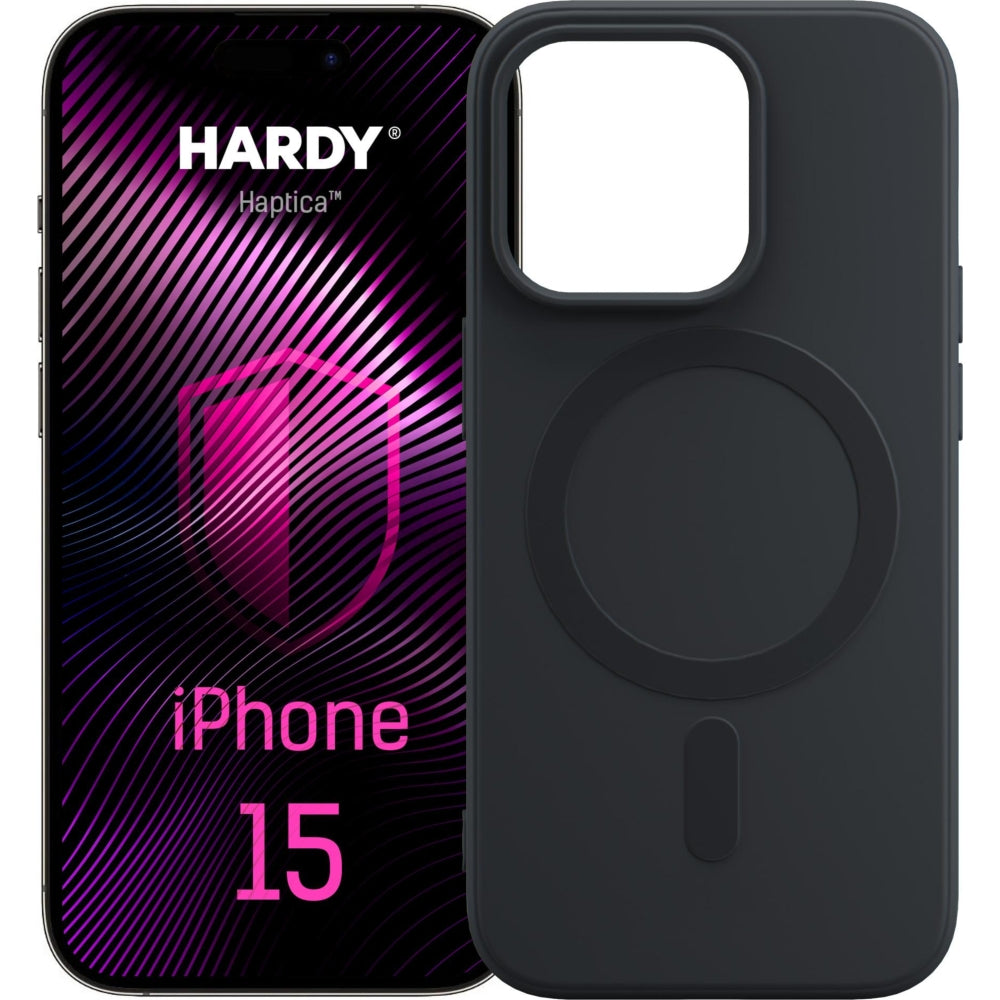 Handyhülle für iPhone 15, 3mk Hardy Haptica MagCase mit MagSafe, Schwarz