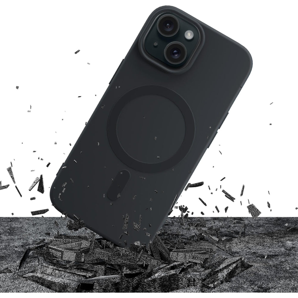 Handyhülle für iPhone 15, 3mk Hardy Haptica MagCase mit MagSafe, Schwarz