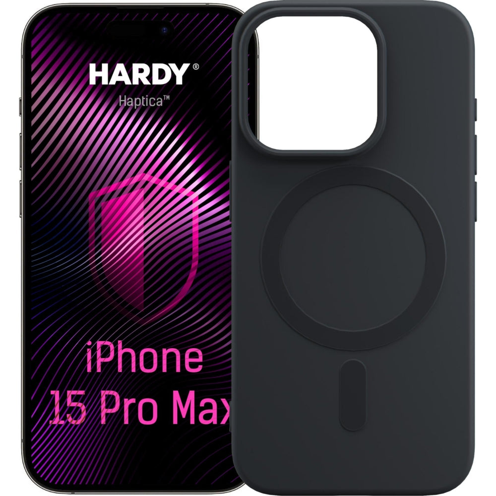 Handyhülle für iPhone 15 Pro Max, 3mk Hardy Haptica MagCase mit MagSafe, Schwarz