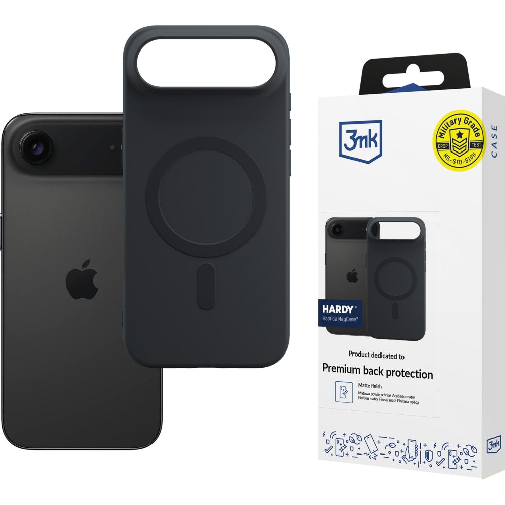 Handyhülle für iPhone Air, 3mk Hardy Haptica MagCase mit MagSafe, Schwarz