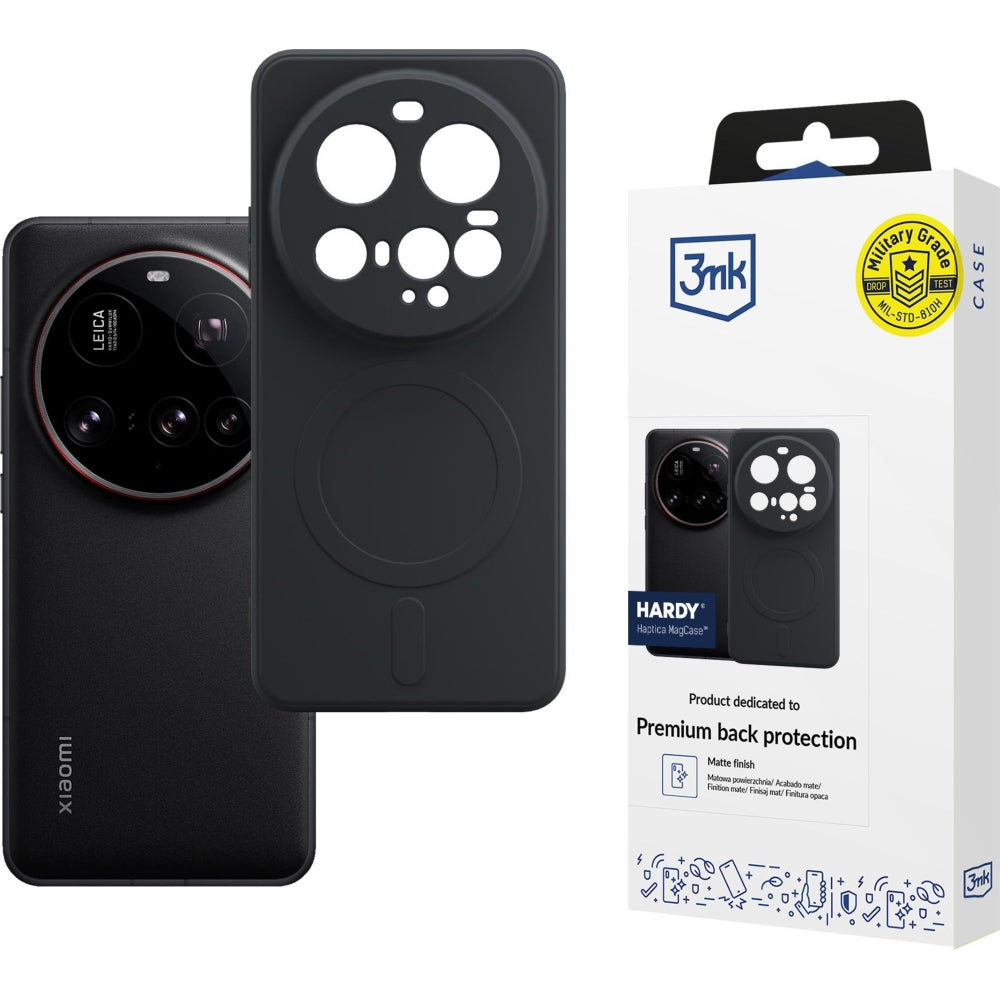 Handyhülle für Xiaomi 15 Ultra, 3mk Hardy Haptica MagCase mit MagSafe, Schwarz