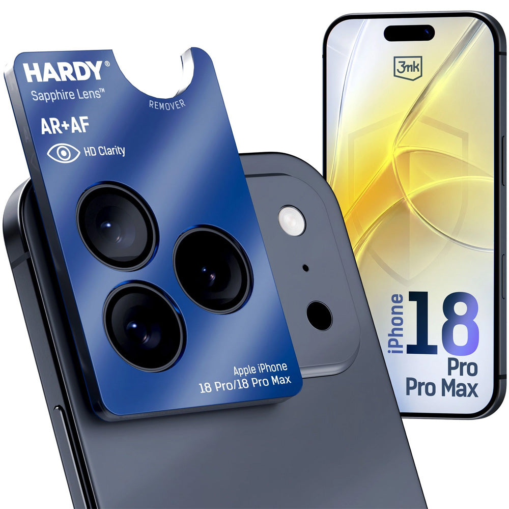 Saphirglas für die Kamera mit Applikator für iPhone 18 Pro Max / 18 Pro, 3mk Hardy Sapphire Lens, Schwarz (1/6)